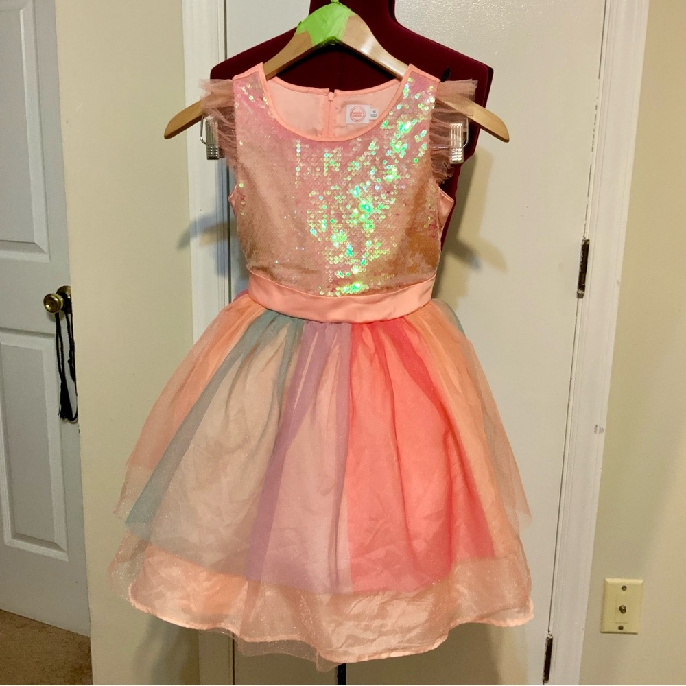 NWOT flip sequin top rainbow Formal Dress.